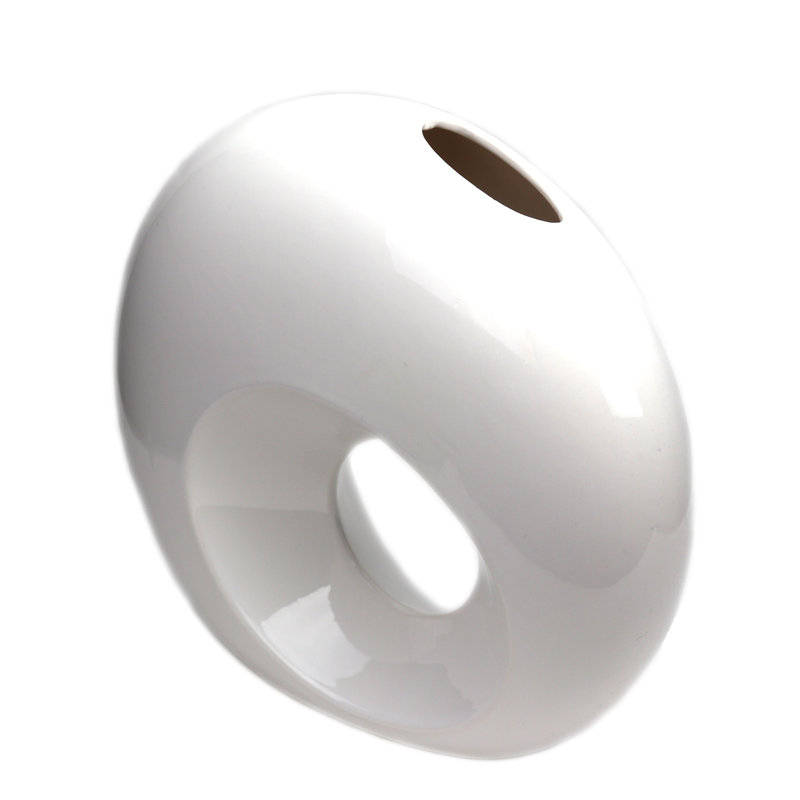 Vase de table Global, H 10 po x l 11,5 po x P 3,5 po, Blanc