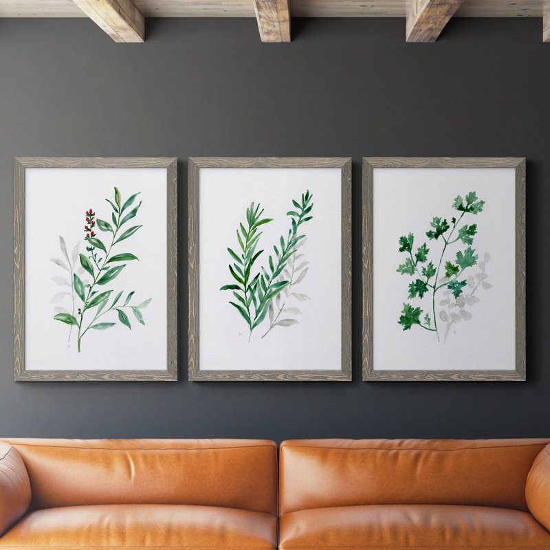 «Freshly Picked I», ensemble de 3 reproductions d'art sur toile, gris, H 20 po x l 51 po x P 1,5 po