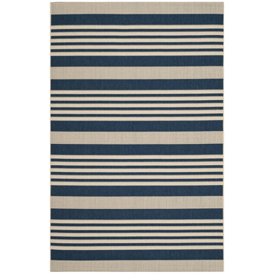 Tapis rayé bleu marine / beige Arneshia