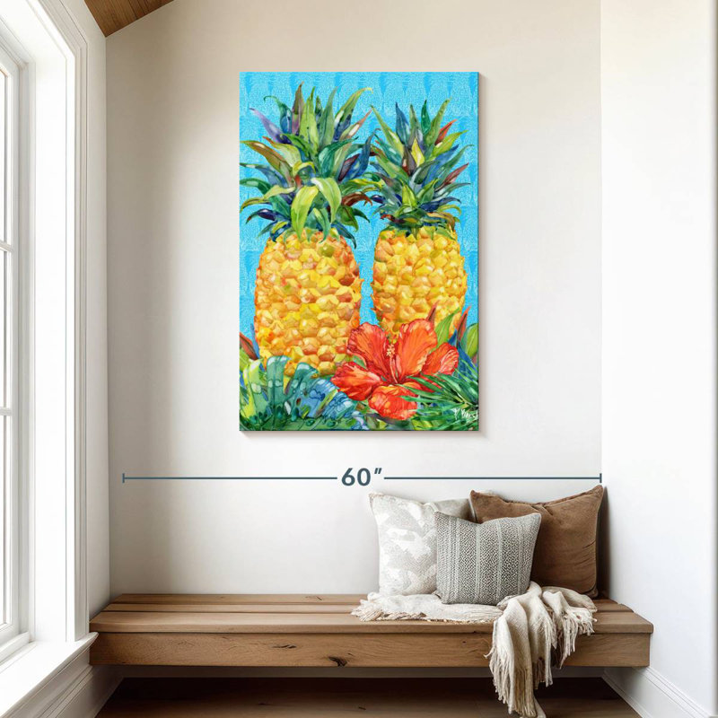 Yarlin Kona Pineapple And Hibiscus Vertical, 45" H x 30" W
