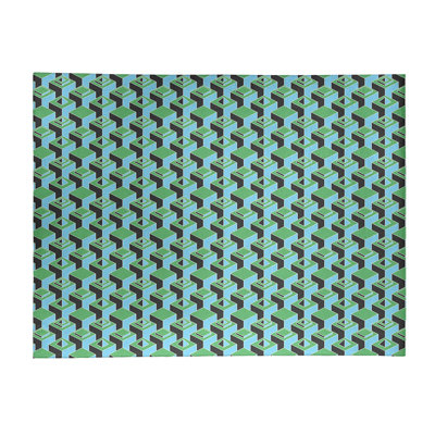 Tapis vert foncé/bleu ciel/zone noire skyscrapers