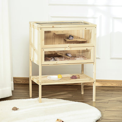 3 Hamster Cottage - Natural Wood And Easy Maintenance Small Animal Habitat Made Of Cleaning