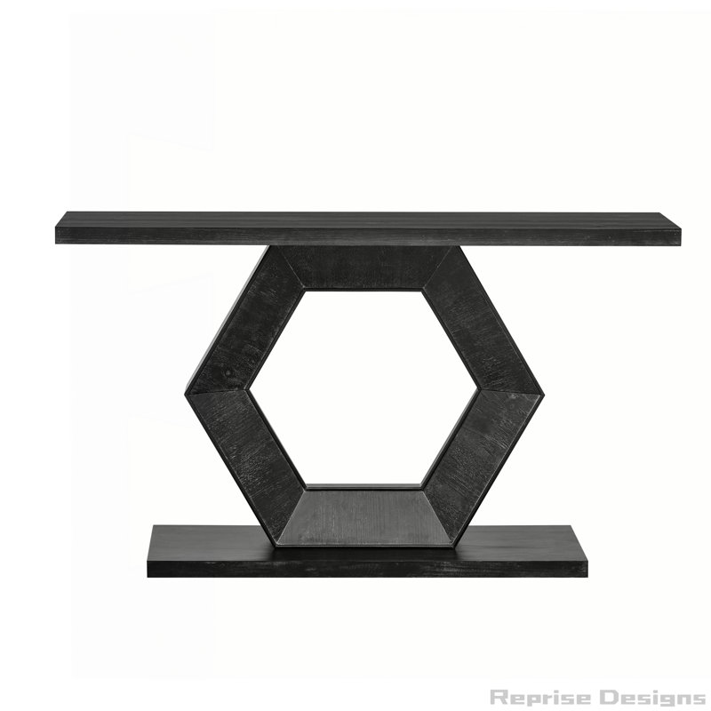 Modern Entryway Table with Hollow Hexagon Leg Structure, Black