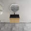Meuble-lavabo mural moderne en bois massif avec lavabo en acier inoxydable 28 po Modern