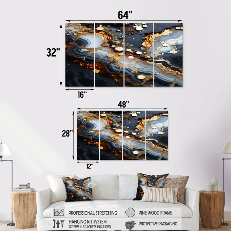 Mâle, art mural sur toile 4 pièces, H 28 po x l 48 po