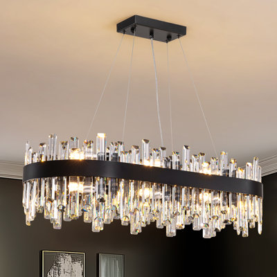 Mansimran Dimmable 16/20-Light Crystal Chandelier, Modern Square/Rectangle Chandeliers