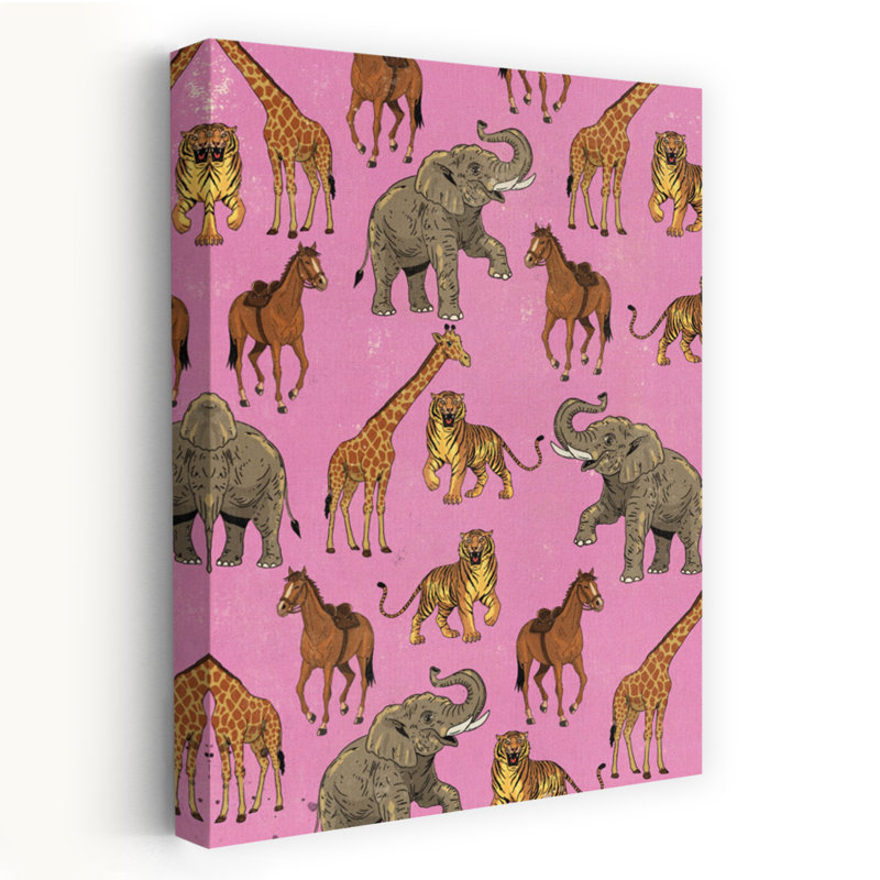 «Vintage Zoo Animals», rétro, rétro, éléphant, cheval, girafe, art mural, H 36 po x l 24 po