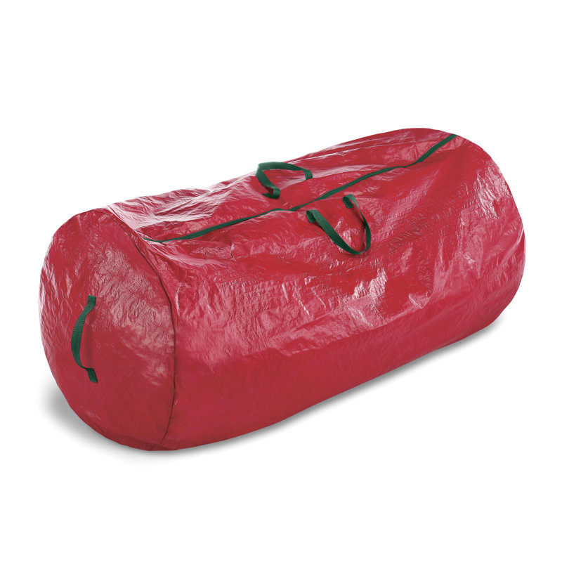 Large Red Christmas Tree Storage Bag with Green Trim