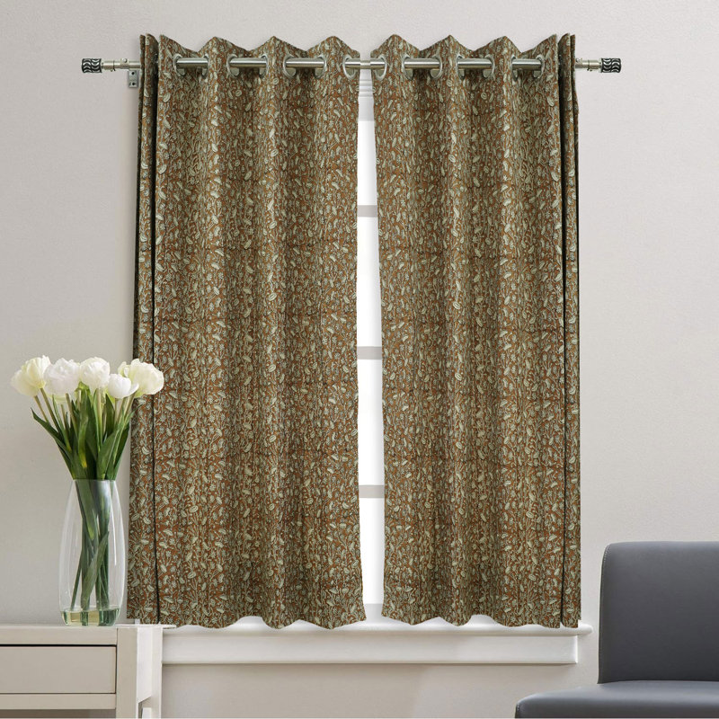 Rideau en lin brun à œillets occultant pour une décoration élégante, L 54 po x L 84 po