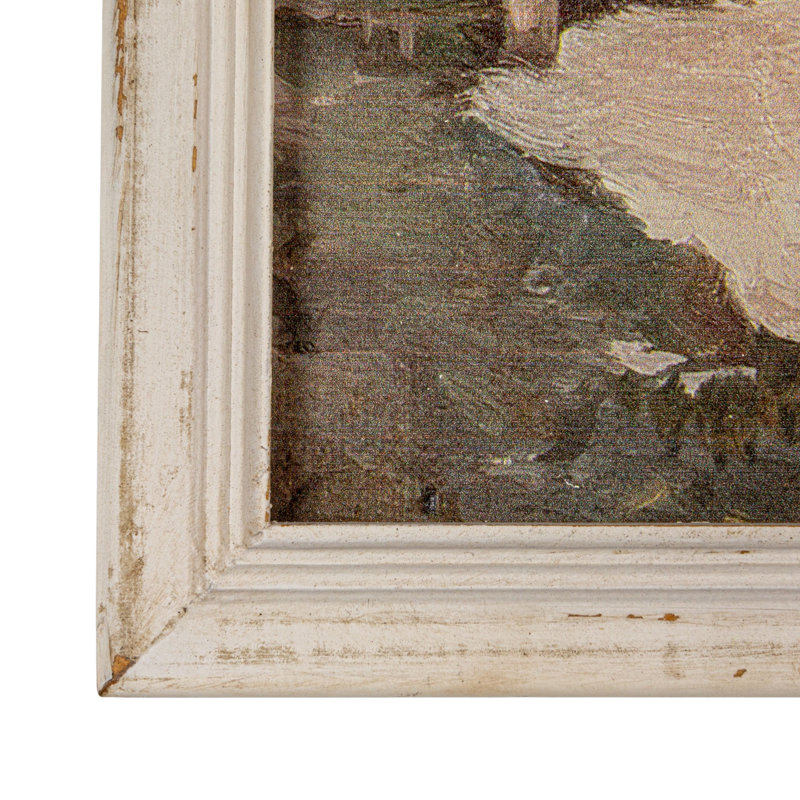 Multicolore, décoration murale encadrée en bois avec paysage de bord de mer