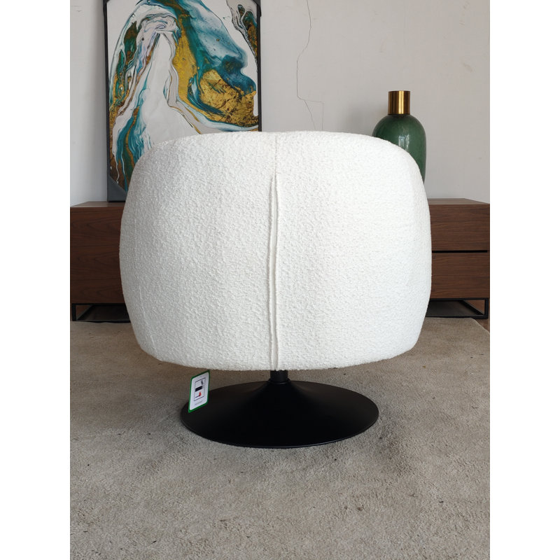 Abrahim Upholstered Swivel Barrel Chair, Ivory