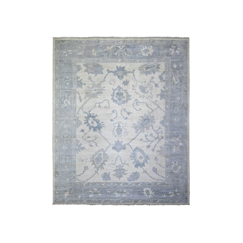 Tapis oriental en laine douce ivoire noué à la main 8 pi 1 po x 9 pi 8 po A50BB19B64C14D9D90C1ED7C66EFAB31