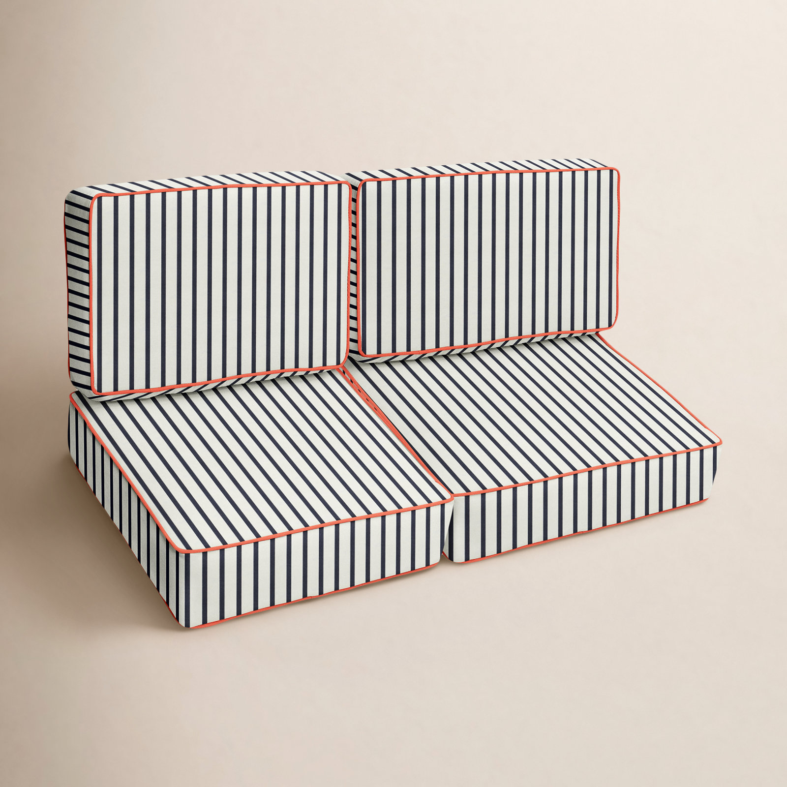 Cherwell 5" Thick Sunbrella Polyester Striped Seat and Back Cushion Set