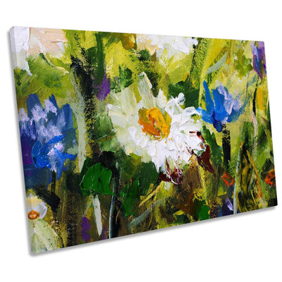 Daisy Flower Paint Repro - Wrapped Canvas Print