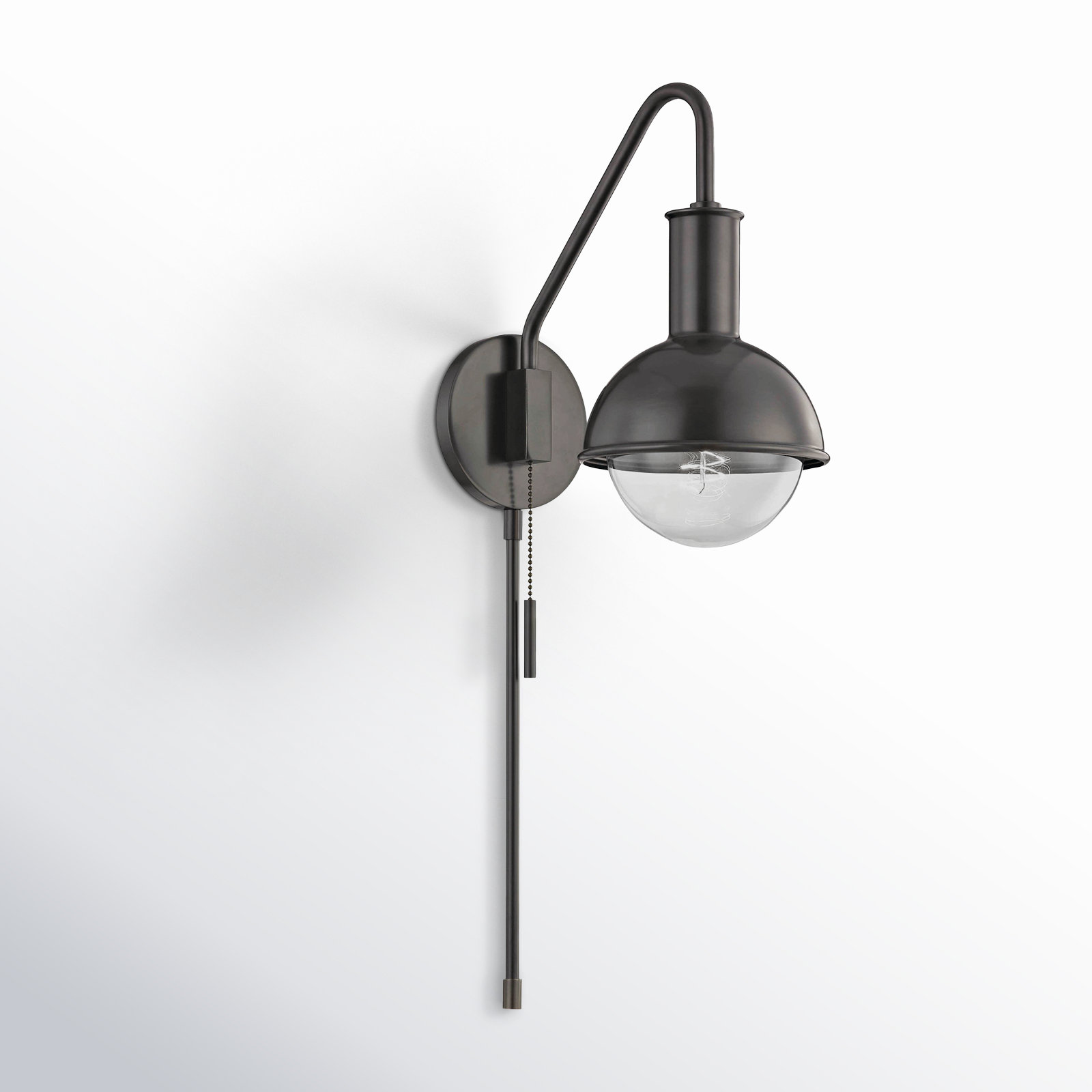 Luke Single Light Dimmable Plug-in Armed Sconce, Old Bronze