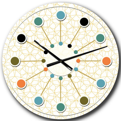 Horloge murale abstraite géométrique Mid-Century