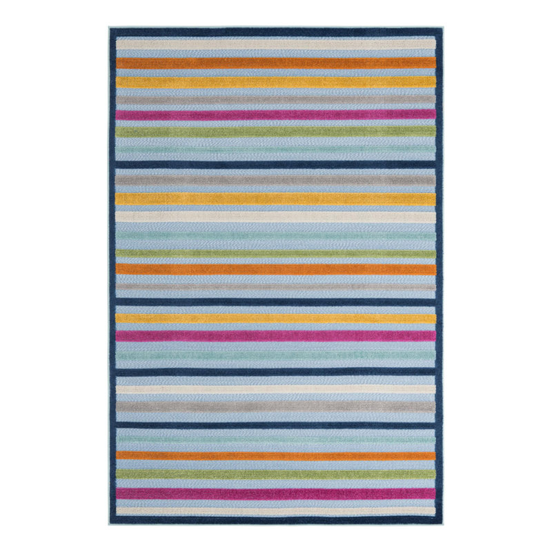 Striped Indoor / Outdoor Rug, Rectangle 5'3" x 8'