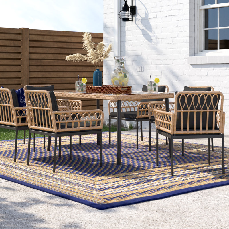 Becton 6 - Person Patio Dining Set with Rectangular Table , Cushions Included