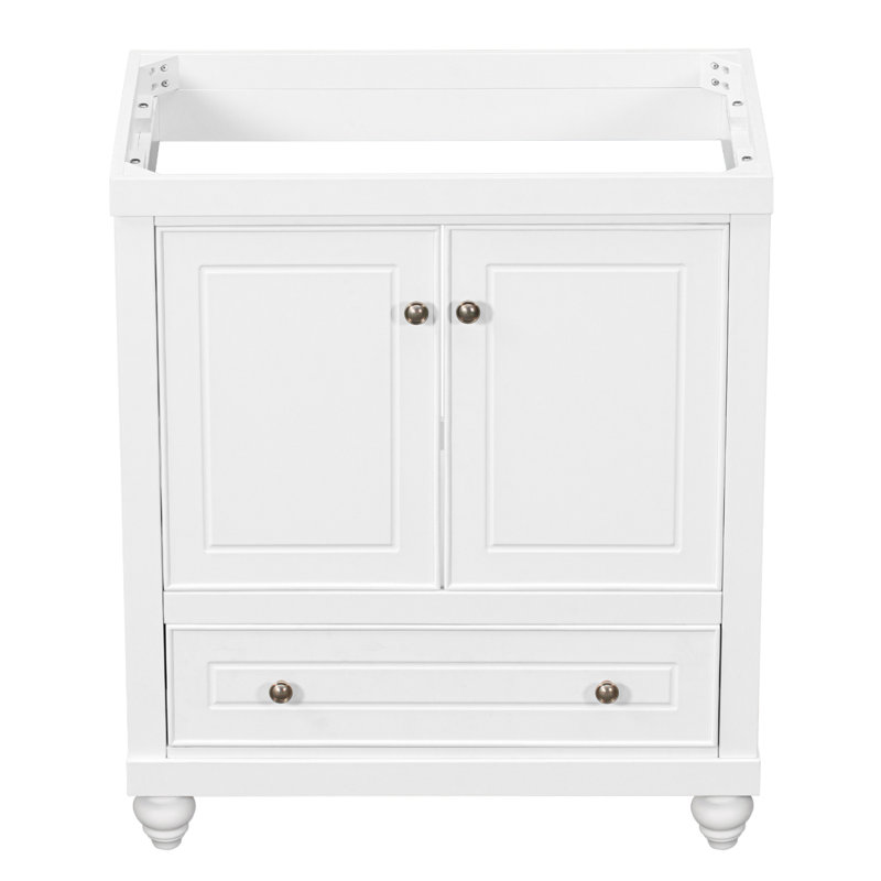 White 30" Freestanding Bathroom Vanity with Drawer and Doors