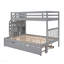 Lit simple superposé au dessus d'un lit double avec lit gigogne simple (gris)-1922800322
