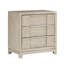 Armoire de chevet moderne grise à 3 tiroirs avec port de charge pour la chambre à coucher, poignées à bordures, glissières de roulement, quincaillerie en placage de frêne,