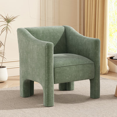 Chaise d'appoint moderne en tonneau avec revêtement en chenille douce et conception ergonomique pour le confort du salon et de la chambre à coucher