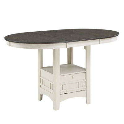 Antique White And Rosy Brown Counter Height Table With Extension Leaf & Storage For Gather 1pc Dining In