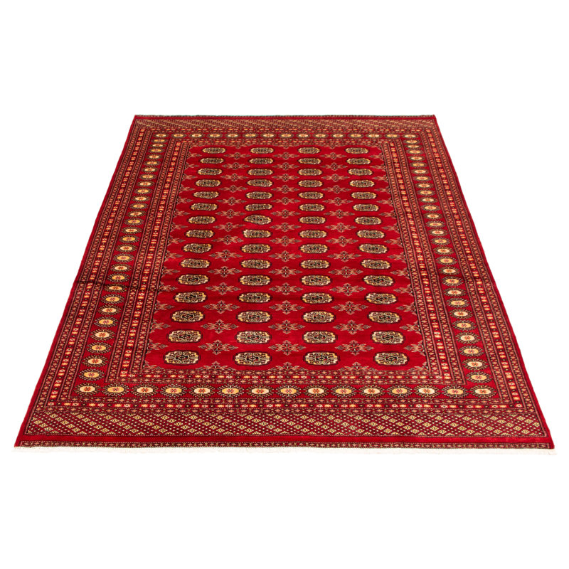 Tapis rouge Finha Peshawar Bokhara 6 pi 6 po x 9 pi 10 po