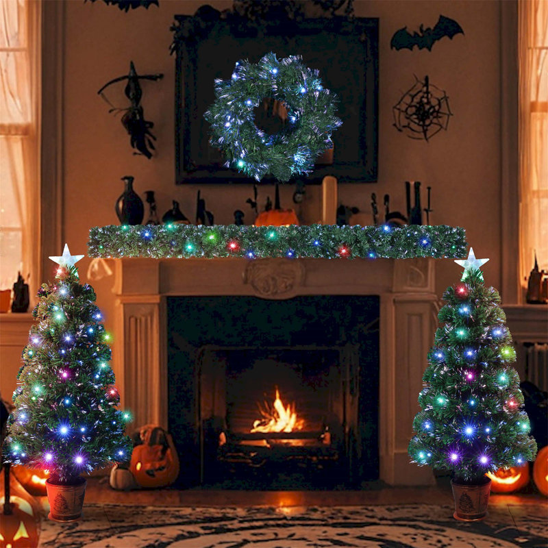 Arbre de Noël artificiel régulier (double) avec aiguilles vertes