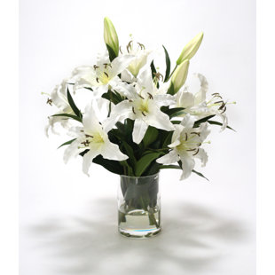 Silk Lillies Arrangement in Vase