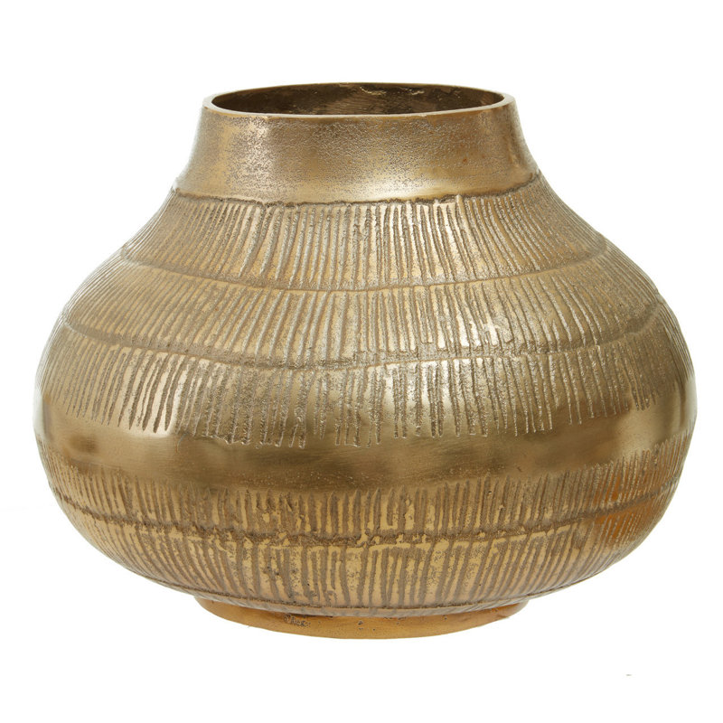 Azraf Ceramic Table Vase, Gold, 24cm H x 32cm W x 32cm D
