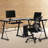 L-Shaped Glass Top Metal Base Computer Desk