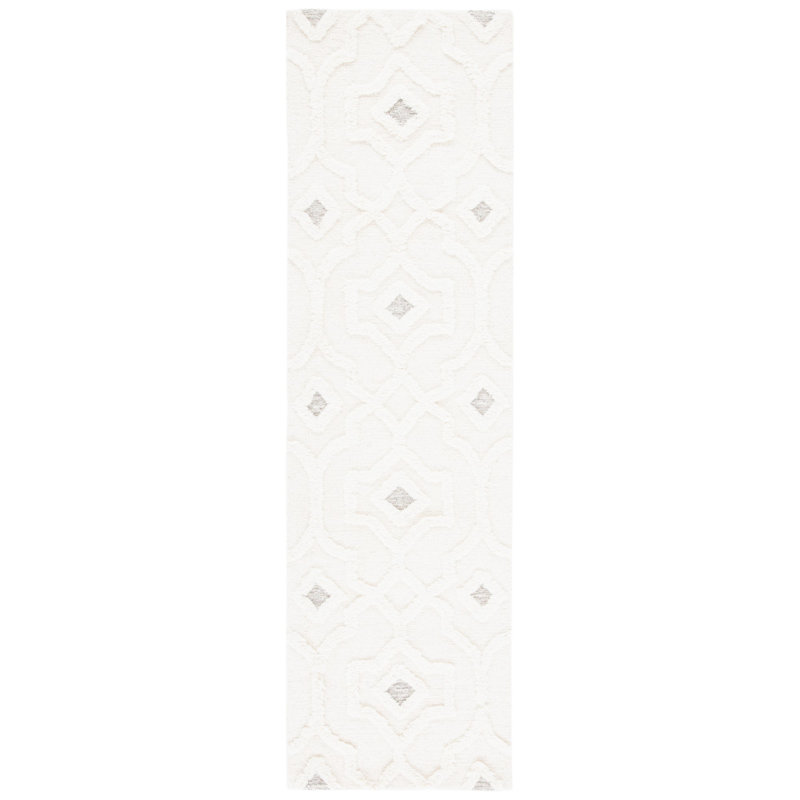 Brumbelow Hand Tufted Wool Geometric Rug, Runner 2'3" x 8'