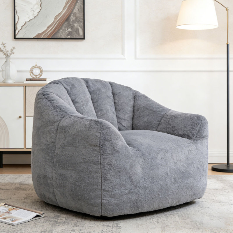 Fauteuil à billes avec accoudoirs rembourrés de mousse haute densité, Gris