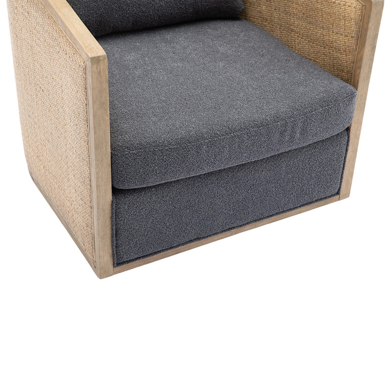 Swivel Barrel Chair,Comfy Round Accent Sofa Chair For Living Room, Carbon Black 