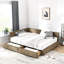 Double et grand - revêtu de velours brun avec cadre de rangement supplémentaire pour le salon de la chambre à coucher-1175654927