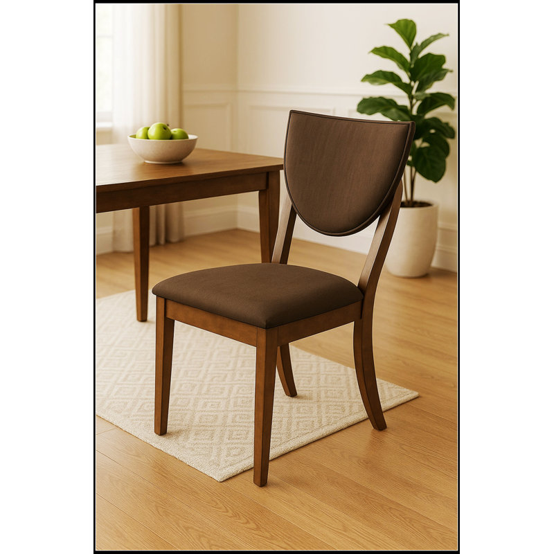 Set of 2 Padded Fabric Dining Chairs with Walnut Frame for Comfortable Seating and Elegant Dining Room Enhancement