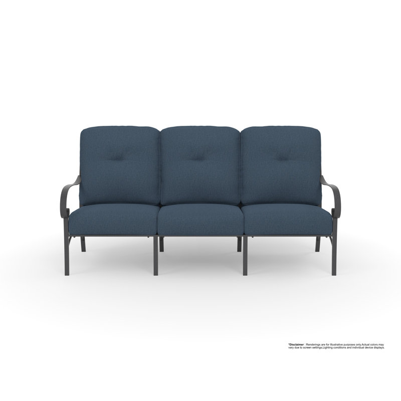 Pasadera Outdoor 3 - Seat Patio Sofa, Muscle Beach Grey, Carbon Black