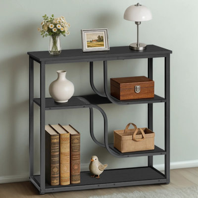 5-Tier Console Table With Storage Shelves, Narrow Behind Couch Sofa Table For Hallway, Entryway And Living Room, Industrial Design With Metal Frame