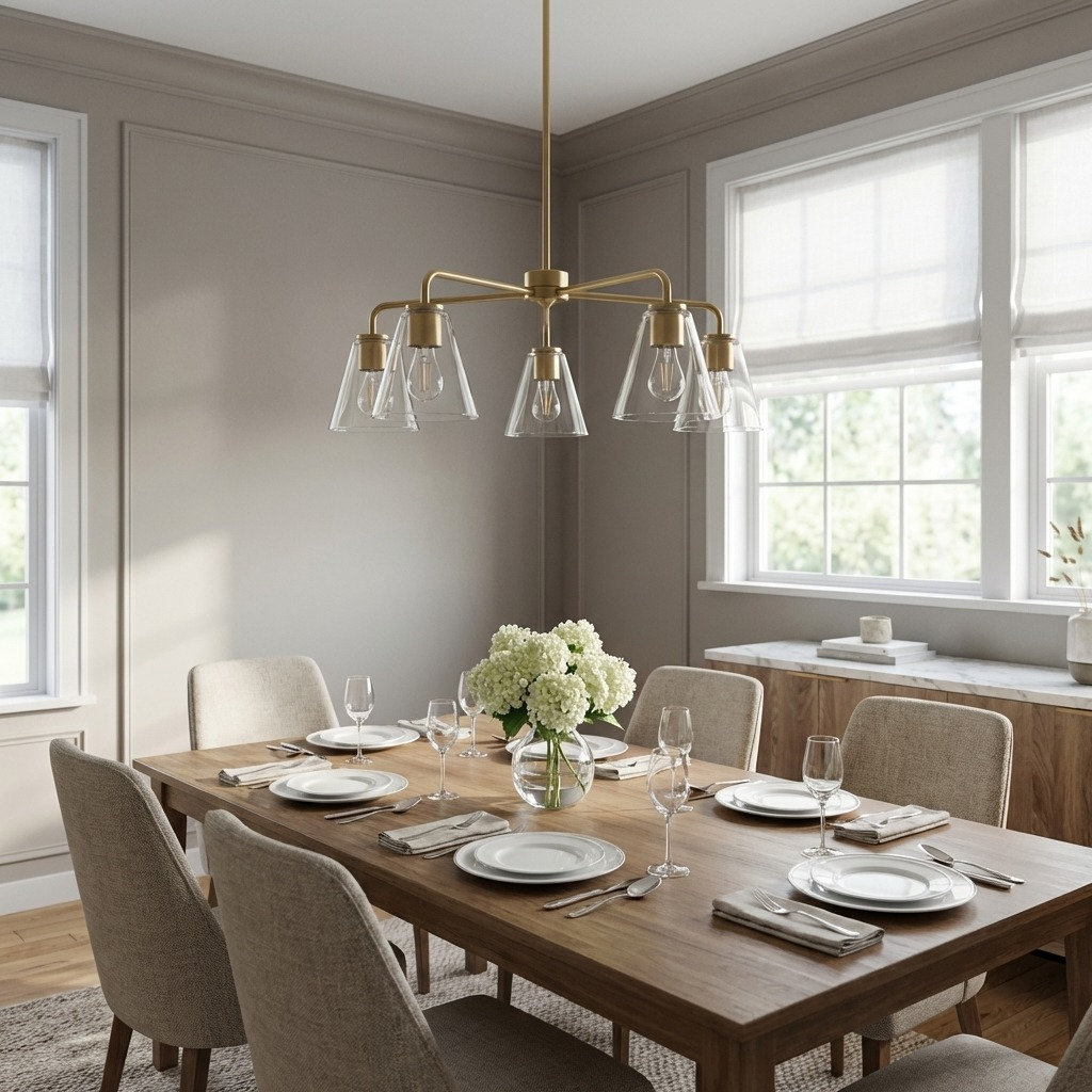 Hayden 5-Light Chandelier, Clear, Satin Brass