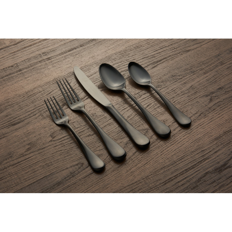 Birch Lane™ Idaia Stainless Steel Flatware Set - Service for 4, Black Satin