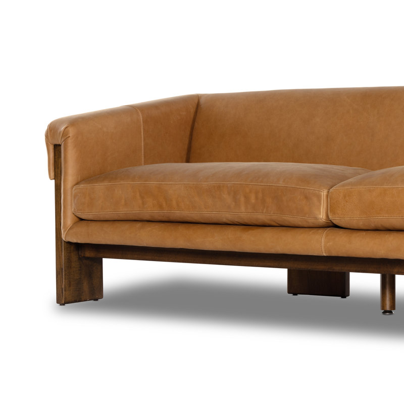 Cairo 90.5" Upholstered Sofa, Palermo Cognac Top Grain Leather