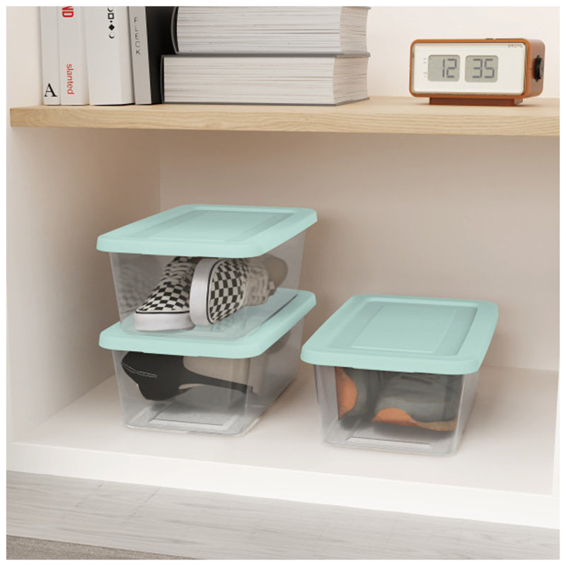 Sterilite 6 Qt Storage Boxes, Clear Plastic Containers with Lid, Set of 10, Mint