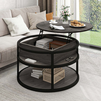 Rothwell 31.5"W Lift Top Extendable Round Frame Coffee Table with Storage by Willa Arlo Interiors