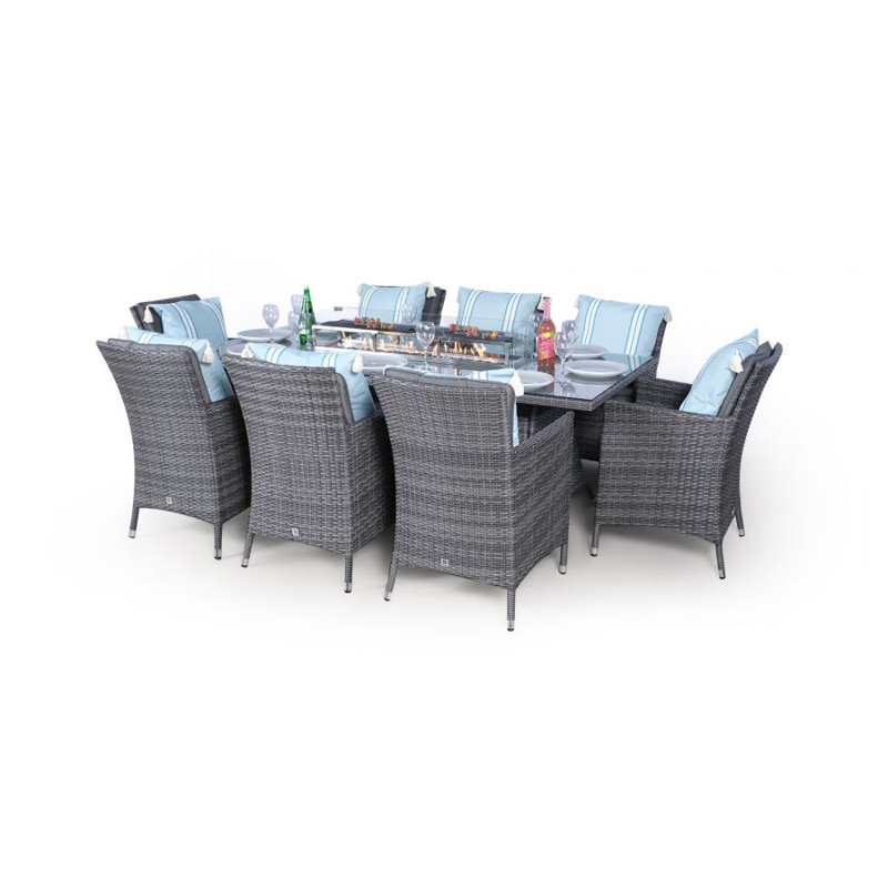 Parrish 8 - Person Patio Dining Set with, Grey/Light Blue, Grey