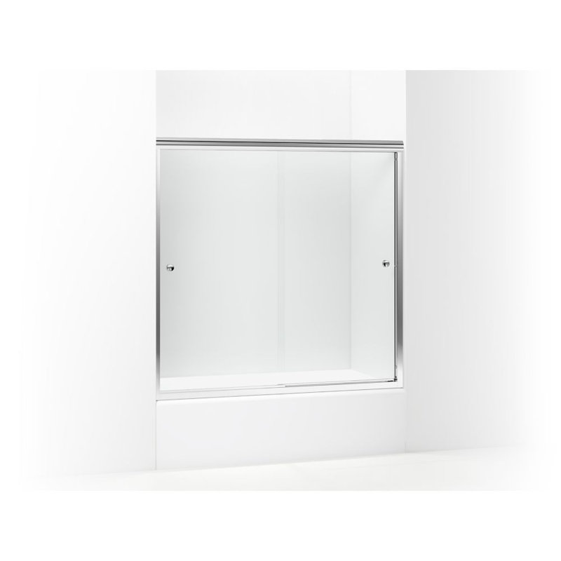Finesse 58.06 in. H Bypass Frameless Shower Door with Clear Glass, Chrome