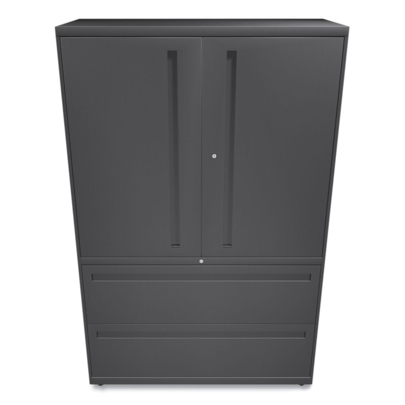 Charcoal 2-Drawer Lockable Lateral Filing Cabinet with Shelves