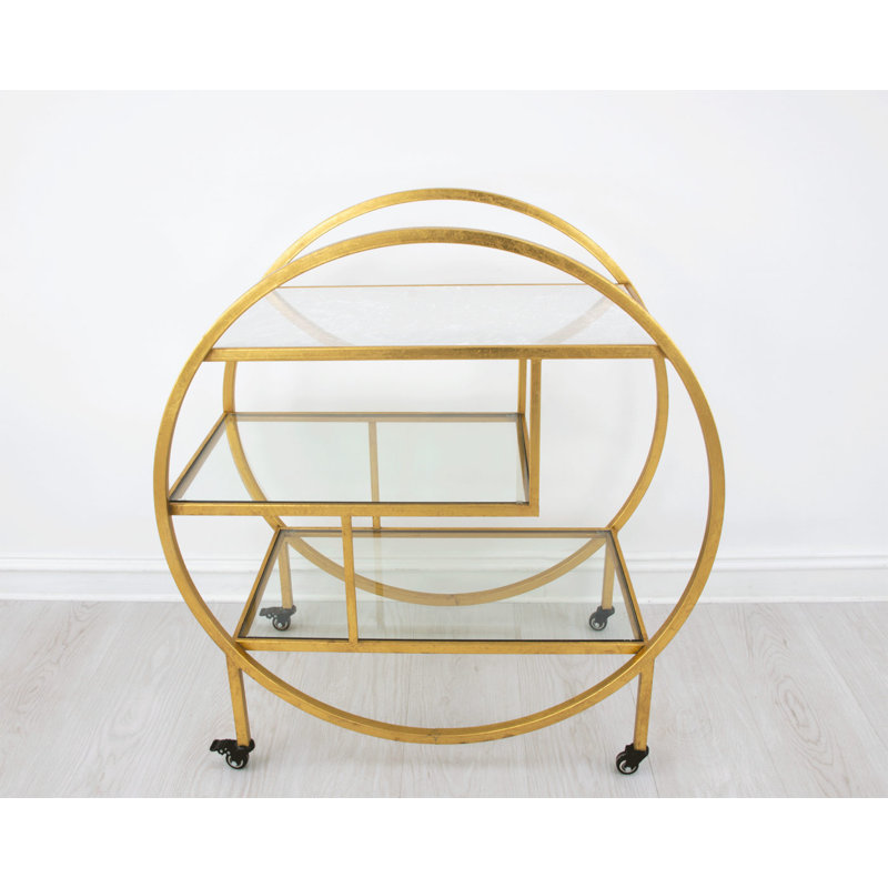 Milo Round Bar Cart, Gold Leaf