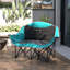 Double chaise de camping pour adultes, chaise de camping pliante rembourrée avec accoudoirs, porte-gobelets, vert