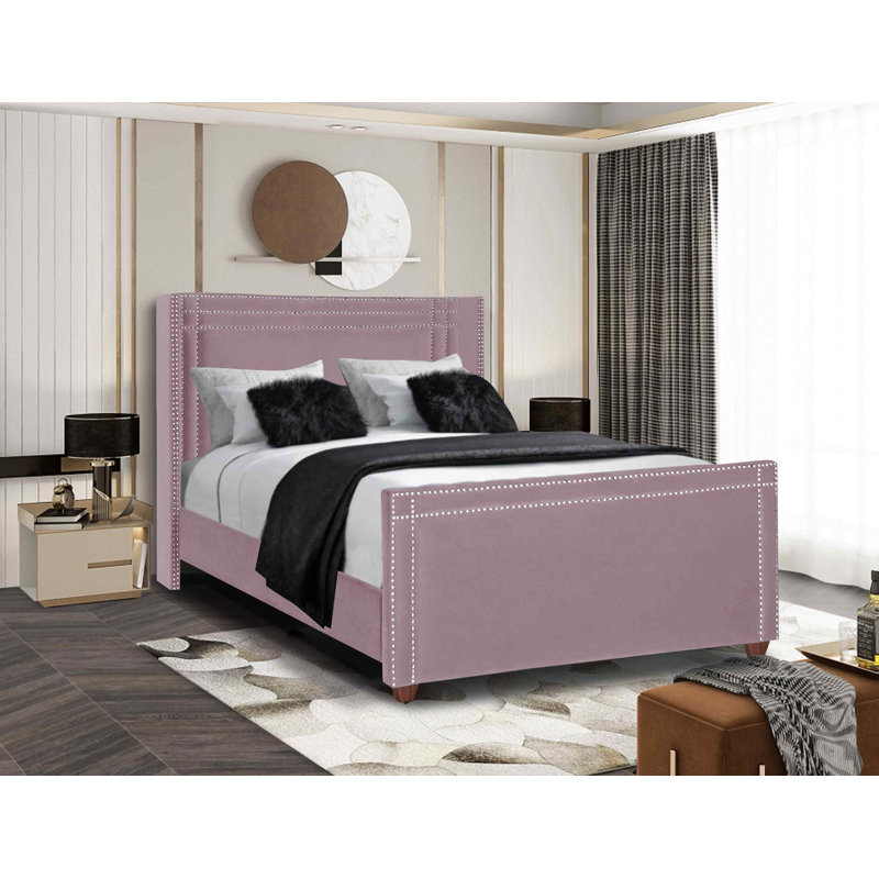 Upholstered Bed, Small Double (4'), Pink